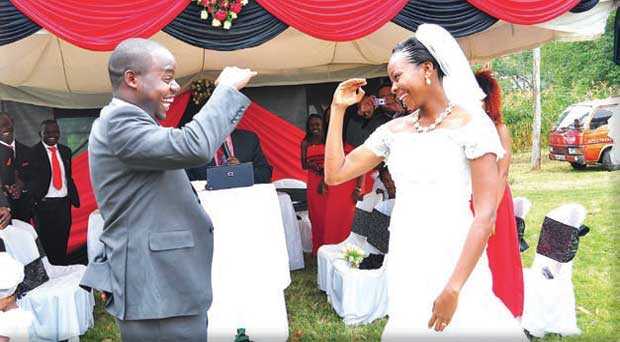 Childhood neighbours tie the knot