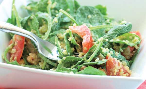Yummy avocado, spinach and tomato salad