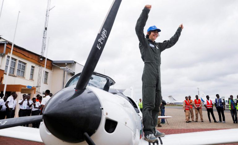 16-year-old pilot lands in Kenya In pursuit of World Record