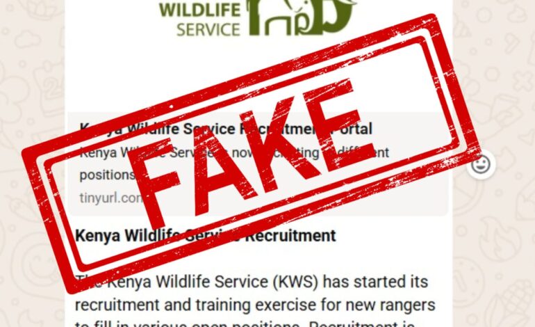 KWS Warns Public Against Fake Recruitment Link Circulating Online